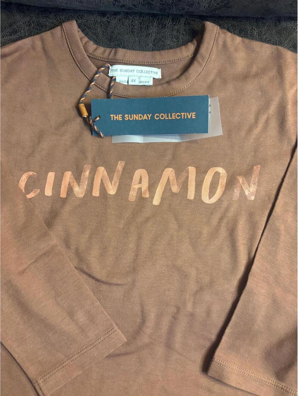NWT The Sunday Collective “CINNAMON” Long Sleeve Tee 4 Years - Picture 2 of 3